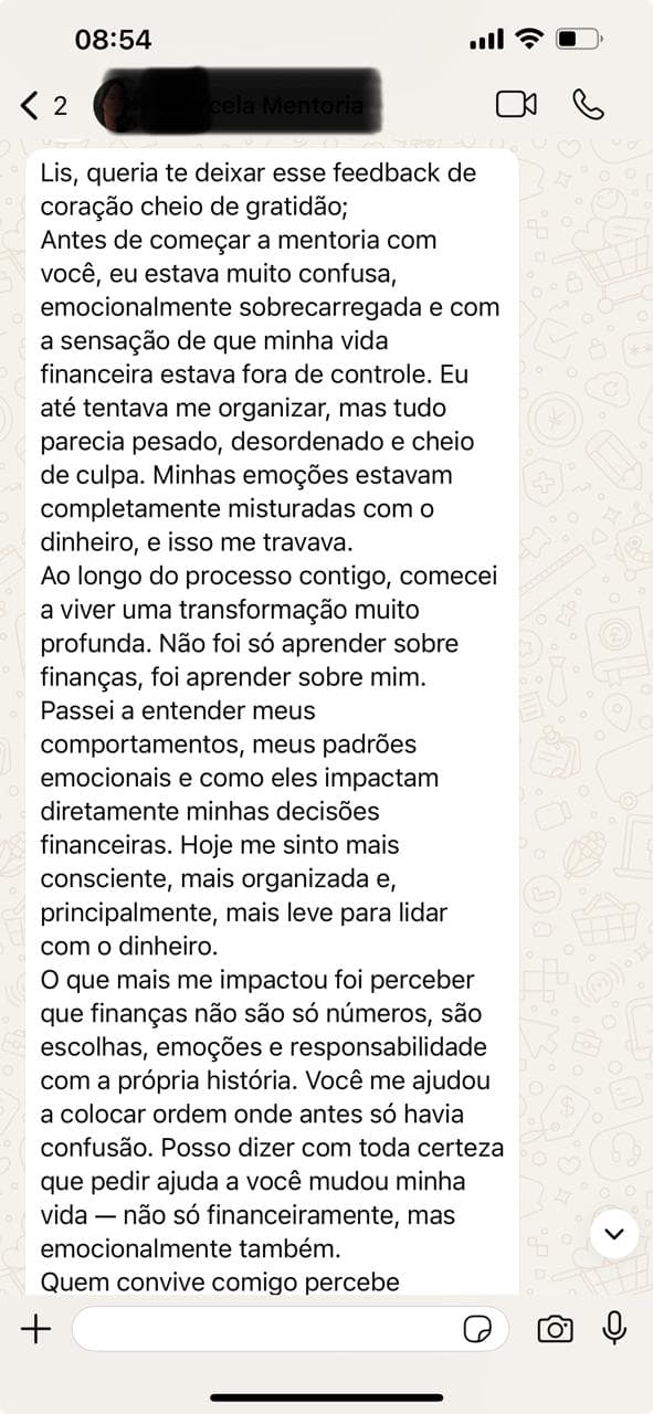 Depoimento de cliente - Transformação financeira